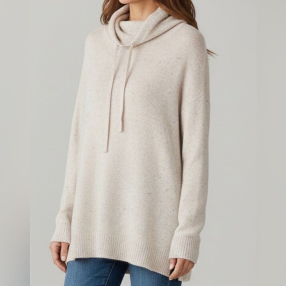 J.Jill Women's Pink Speckled Cowl Neck Sweater Tunic